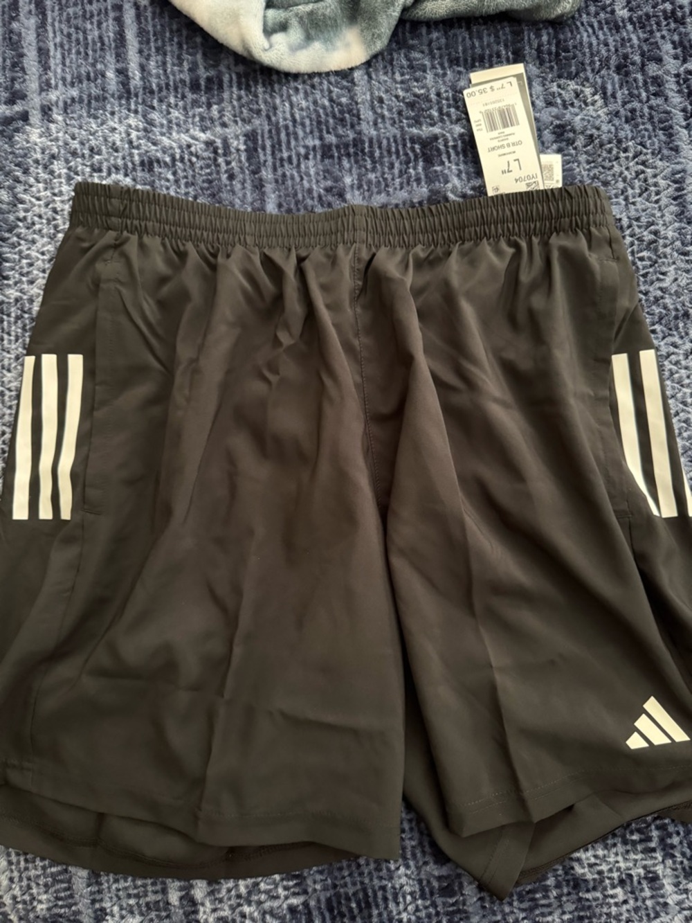 adidas Black Athletic Shorts with White Three-Stripes